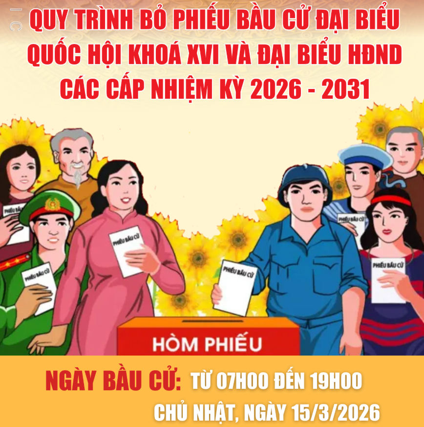 Quy trình bỏ phiếu bầu cử ĐBQH khoá XVI và đại biểu HĐND các cấp nhiệm kỳ 2026 - 2031