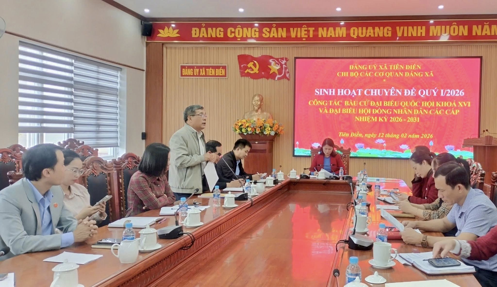 Sáng 12/02/2026, Chi bộ các Cơ quan Đảng xã tổ chức Hội nghị sinh hoạt chuyên đề quý I năm 2026 về công tác bầu cử đại biểu Quốc hội khóa XVI và đại biểu HĐND các cấp nhiệm kỳ 2026-2031.