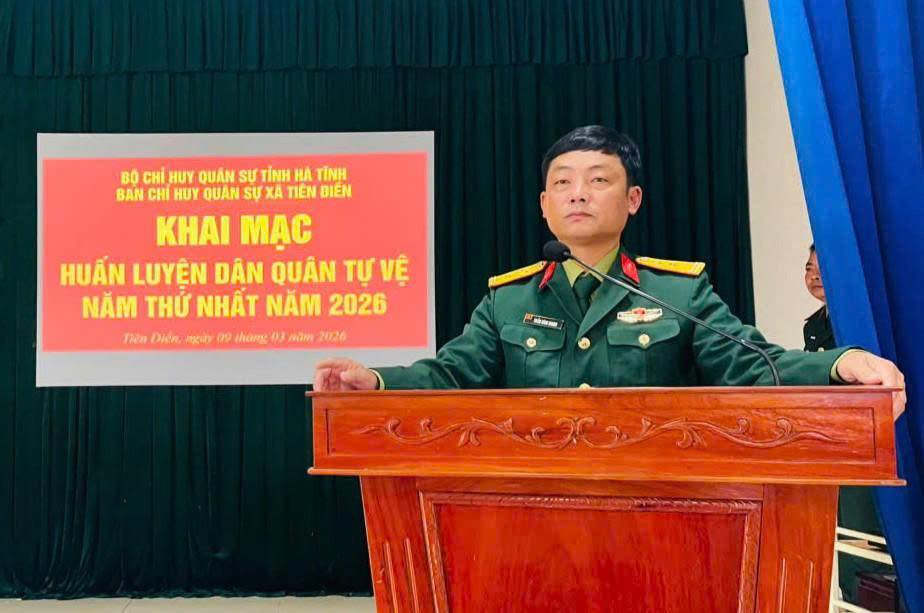 Ban CHQS xã Tiên Điền, khai mạc lớp 1 huấn luyện dân quân năm 2026