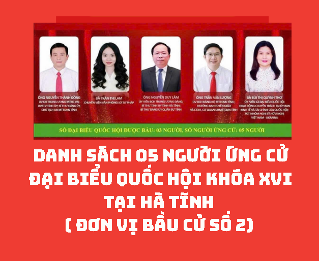 Danh sách 05 người ứng cử đại biểu Quốc hội khóa XVI tại Hà Tĩnh ( Đơn vị bầu cử số 2,)