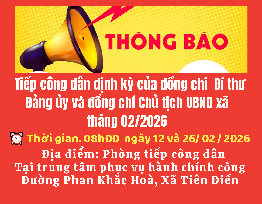 THÔNG BÁO Tiếp công dân định kỳ tháng 02 năm 2026