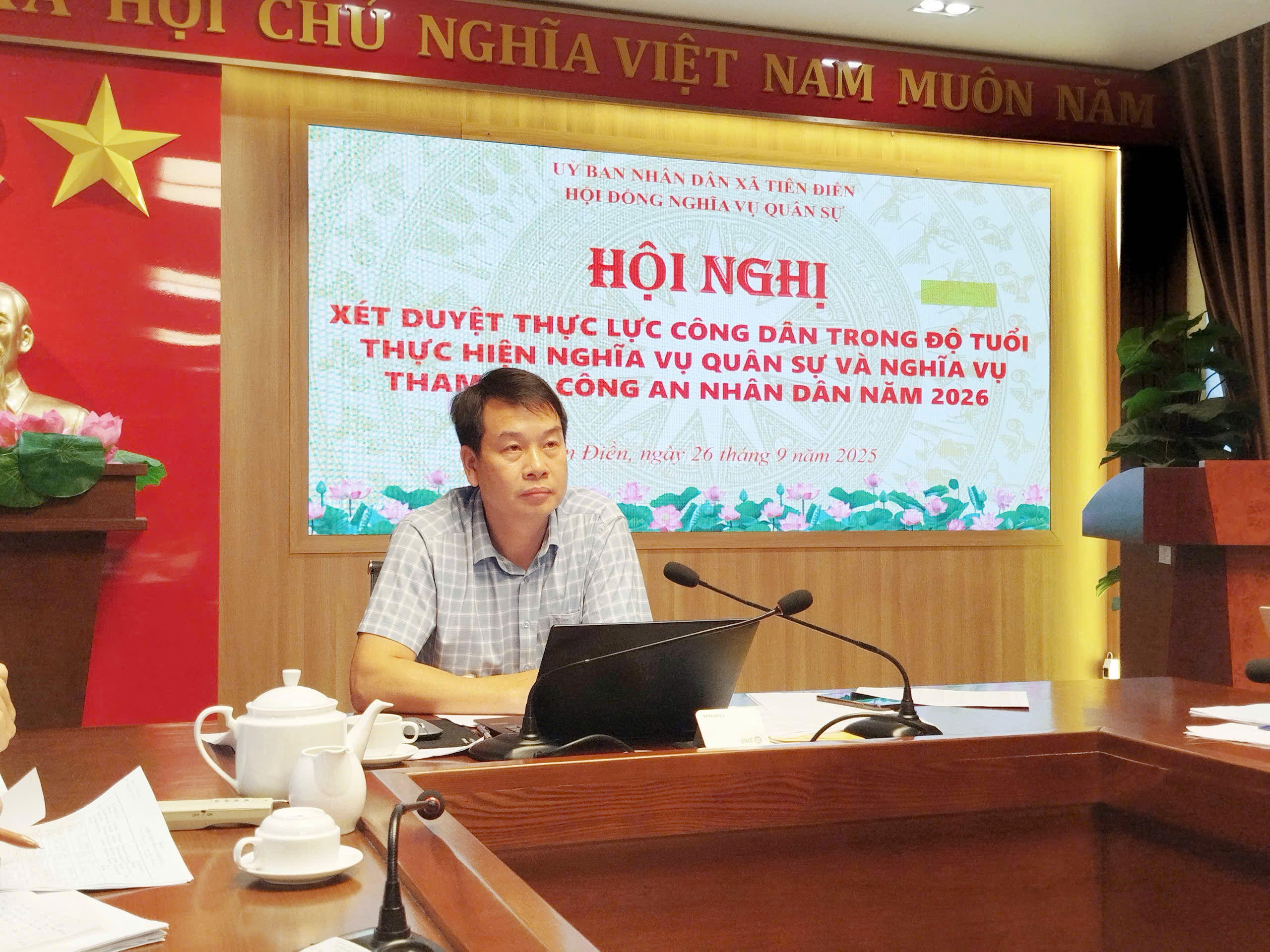 HỘI ĐỒNG NGHĨA VỤ QUÂN SỰ XÃ TIÊN ĐIỀN TỔ CHỨC HỌP XÉT CÔNG DÂN TRONG ĐỘ TUỔI THAM GIA NGHĨA VỤ QUÂN SỰ VÀ CÔNG AN NĂM 2026
