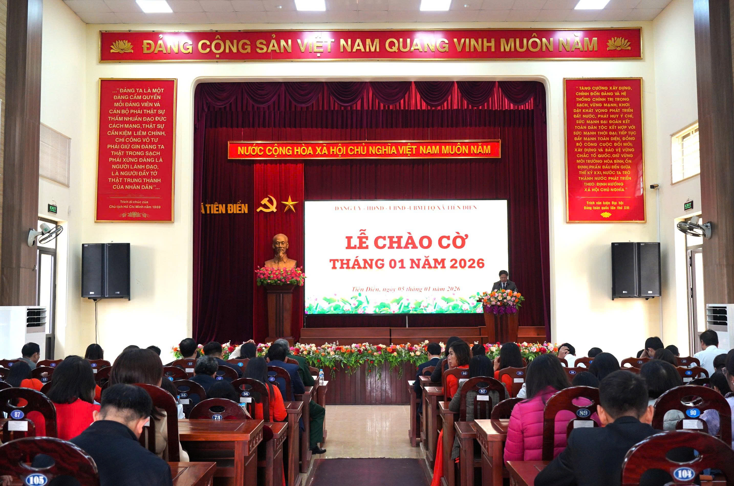 Không khí chào cờ tháng 1/2026, mở ra một năm mới nhiều kỳ vọng tại xã Tiên Điền