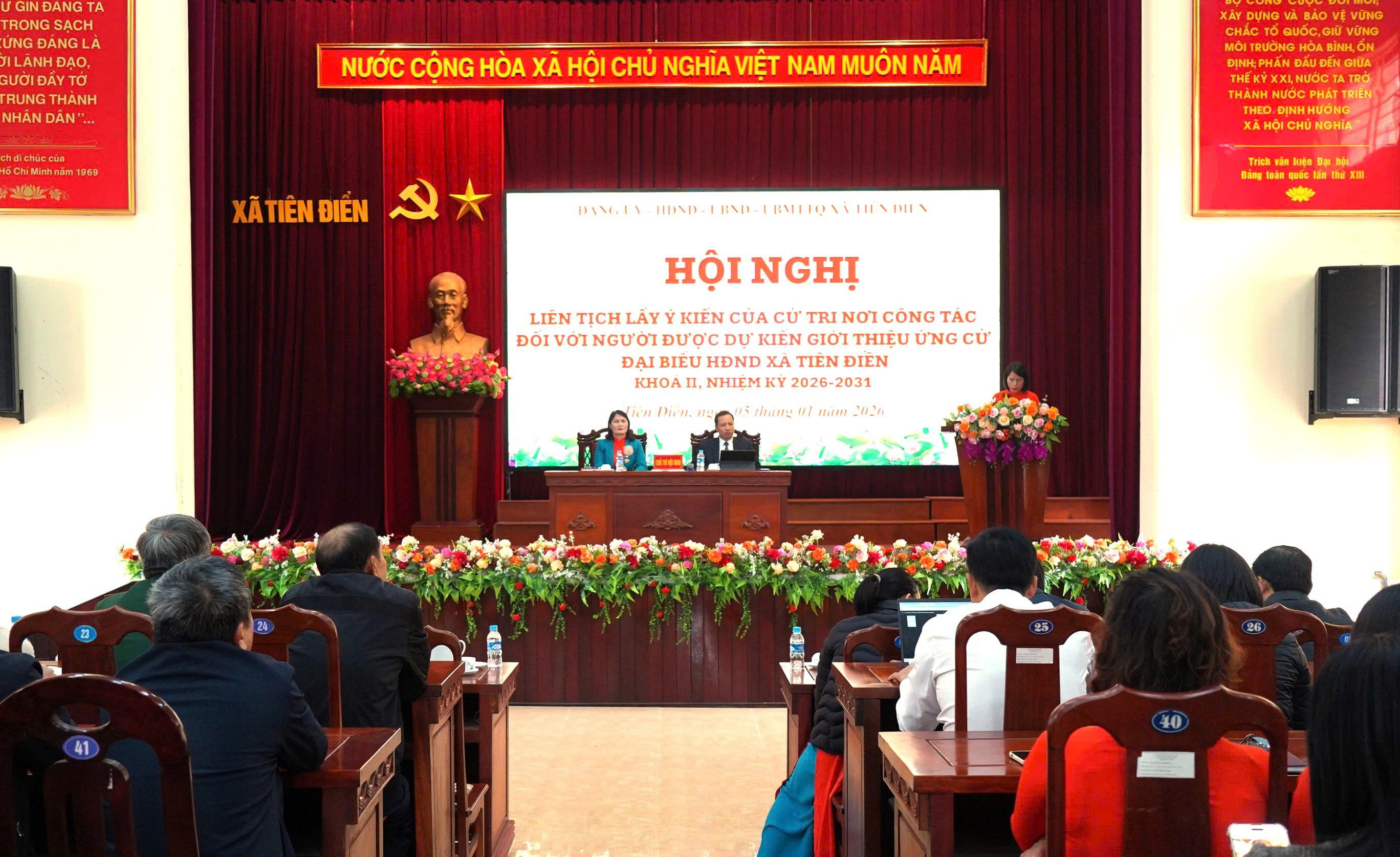 Hội nghị liên tịch lấy ý kiến cử tri nơi công tác đối với người được giới thiệu ứng cử Đại biểu HĐND xã Tiên Điền khóa II, nhiệm kỳ 2026 - 2031.