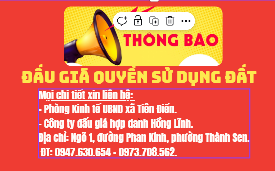  THÔNG BÁO  ĐẤU GIÁ QUYỀN SỬ DỤNG ĐẤT