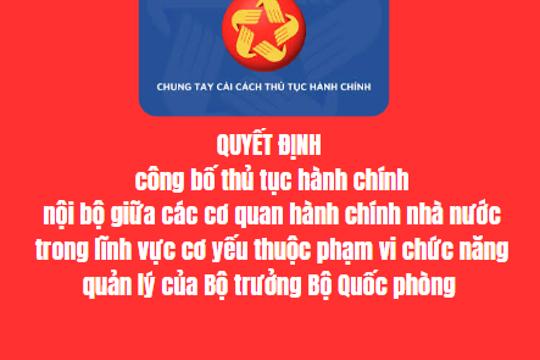 Về việc công bố thủ tục hành chính nội bộ giữa các cơ quan hành chính nhà nƣớc trong lĩnh vực cơ yếu thuộc phạm vi chức năng quản lý của Bộ trƣởng Bộ Quốc phòng