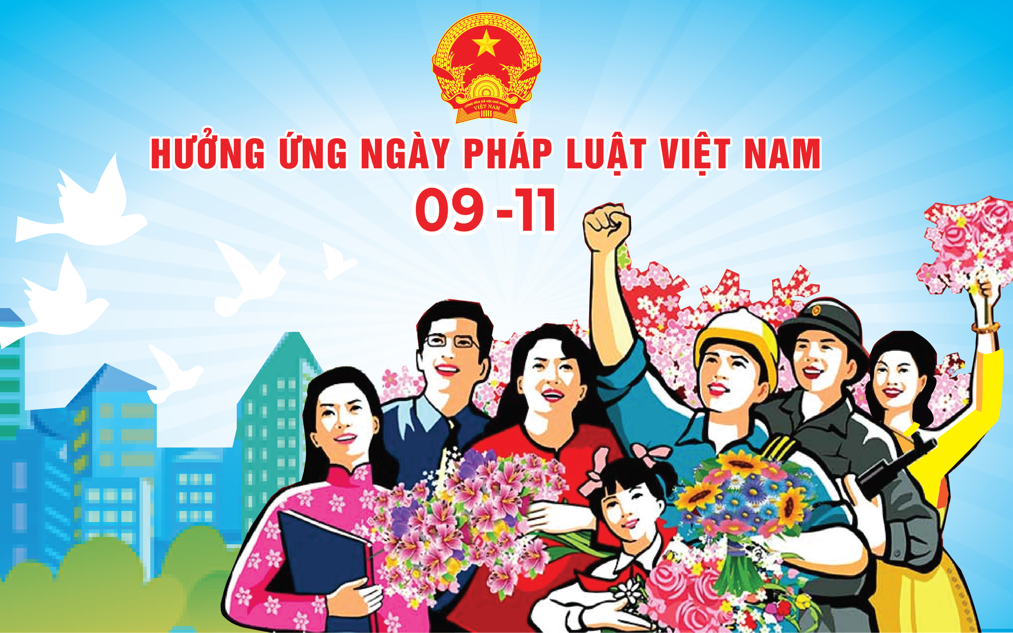 Hưởng ứng ngày pháp luật việt nam 09/11/2026 sống và làm việc theo hiến pháp và pháp luật