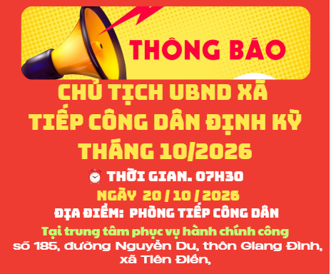 Thông báo tiếp công dân định kỳ của Chủ tịch UBND xã .