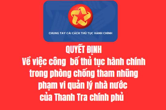 Quyết định về việc công bố thủ tục hành chính trong lĩnh vực phòng, chống tham nhũng thuộc phạm vi quản lý nhà nước của Thanh tra Chính phủ