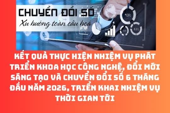 Kết quả thực hiện nhiệm vụ phát triển khoa học công nghệ, đổi mới sáng tạo và chuyển đổi số 6 tháng đầu năm 2026 