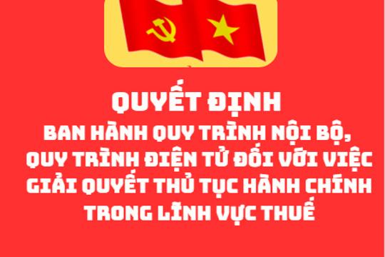 Bộ tài Chính Ban hành quy trình nội bộ, quy trình điện tử đối với việc giải quyết thủ tục hành chính trong lĩnh vực thuế