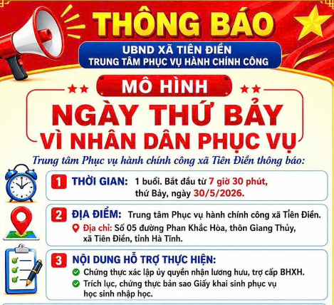 Thông báo về việc thực hiện mô hình  ‘’Ngày thứ Bảy vì Nhân dân phục vụ’’