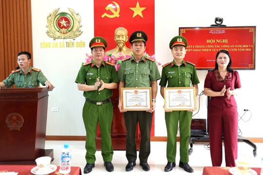 Công an xã Tiên Điền sơ kết công tác 6 tháng đầu năm 2026, triển khai nhiệm vụ 6 tháng cuối năm 2026