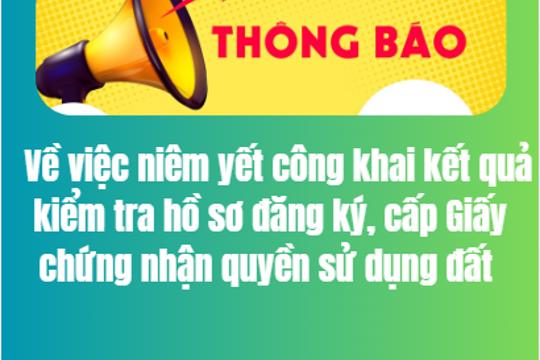  Niêm yết công khai kết quả kiểm tra hồ sơ đăng ký, cấp Giấy chứng nhận quyền sử dụng đất 