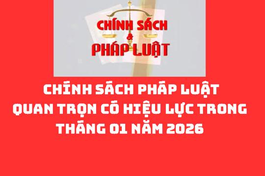CHÍNH SÁCH PHÁP LUẬT QUAN TRỌNG CÓ HIỆU LỰC TRONG THÁNG 01 NĂM 2026 (Tài liệu phổ biến trong sinh hoạt Ngày pháp luật tháng 01 năm 2026)