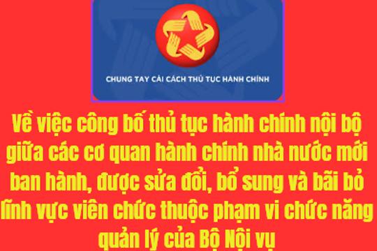 Về việc công bố thủ tục hành chính nội bộ giữa các cơ quan hành chính nhà nước mới ban hành, được sửa đổi, bổ sung và bãi bỏ lĩnh vực viên chức thuộc phạm vi chức năng quản lý của Bộ Nội vụ
