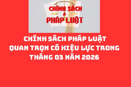 CHÍNH SÁCH PHÁP LUẬT QUAN TRỌNG CÓ HIỆU LỰC TRONG THÁNG 03 NĂM 2026 
