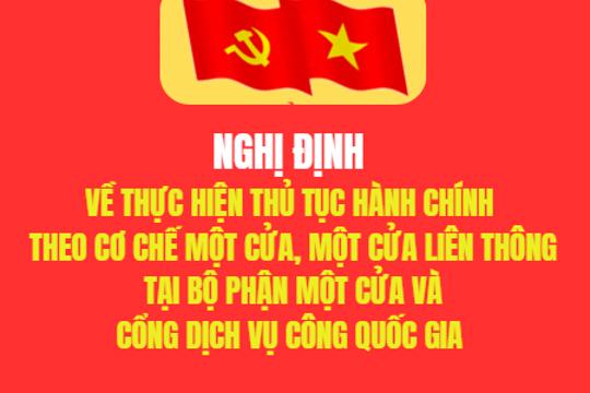  Nghị định Về thực hiện thủ tục hành chính theo cơ chế Một cửa, một cửa liên thông tại Bộ phận Một cửa và Cổng Dịch vụ công quốc gia