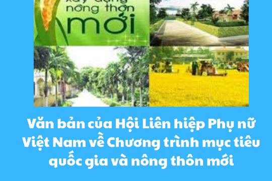  Hướng dẫn tiêu chí xây dựng Nông thôn mới của  Hội Liên hiệp Phụ nữ Việt Nam về Chương trình mục tiêu 