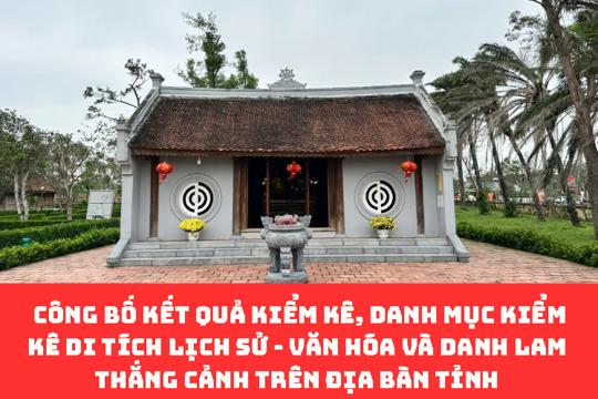 Công bố kết quả kiểm kê, Danh mục kiểm kê di tích lịch sử - văn hóa và danh lam thắng cảnh trên địa bàn tỉnh
