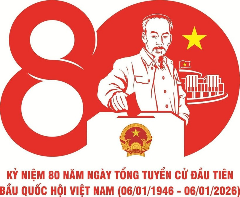 Mẫu biểu trưng chính thức kỷ niệm 80 năm Ngày Tổng tuyển cử đầu tiên